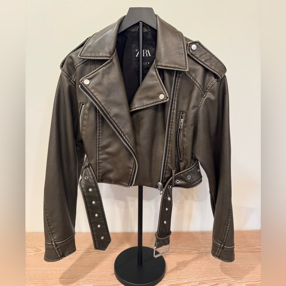 Zara Distressed Leather Jacket